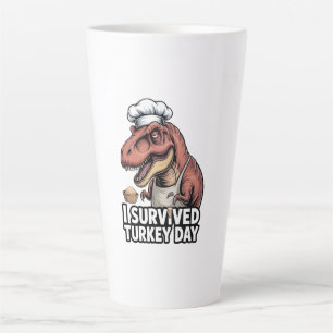 T-Rex I Survived Turkey Day Chef  Latte Mug