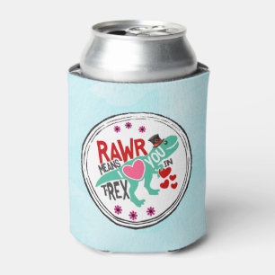 T-Rex in a Top Hat Rawr Means I Love You Funny Can Cooler