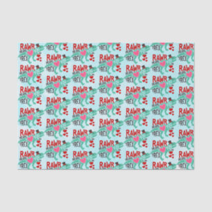 T-Rex in a Top Hat Rawr Means I Love You Funny Tissue Paper