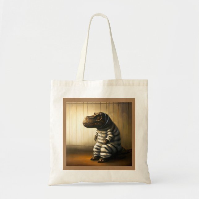 T Rex In Jail Tote Bag (Front)