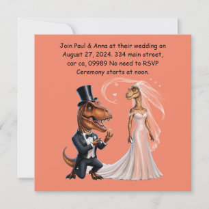 T-rex in tux holding ring proposing trex  invitation