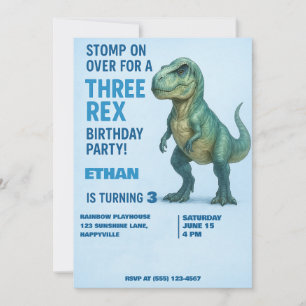 T-Rex Invitation d'anniversaire - Garçon 3 ans