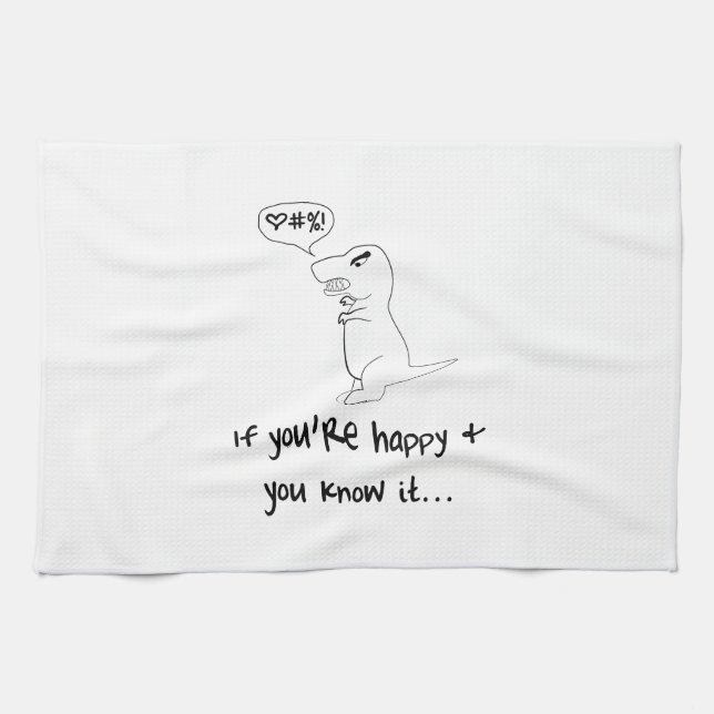 T-Rex Isn't Happy Kitchen Towel (Horizontal)