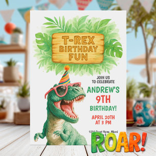 T-Rex Jungle Birthday Fun Invitation