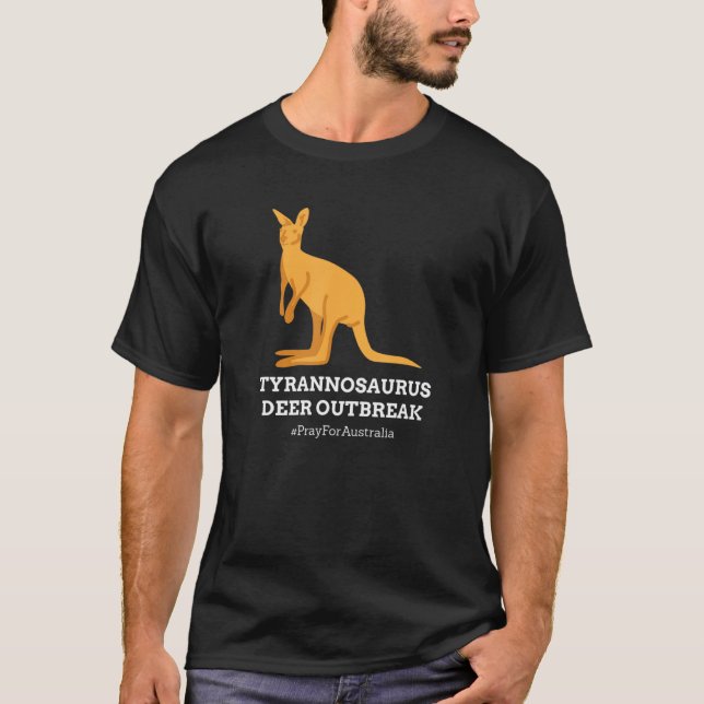T Rex Kangaroo Tyrannosaurus Deer Australia Humour T-Shirt (Front)
