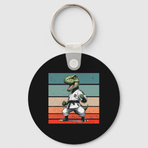 T.rex Karate Gi Black Belts Fierce Powerful Stance Keychain