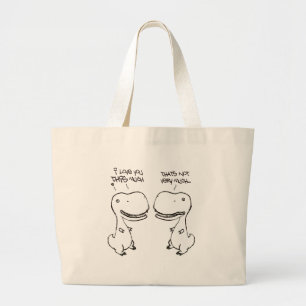 T-rex love large tote bag