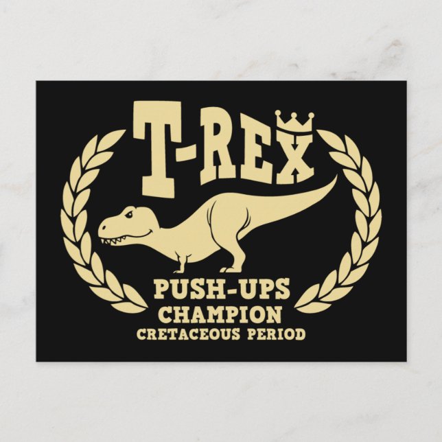 T-Rex Loves Push-Ups Postcard (Front)