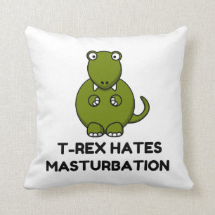 T Rex Masturbation Throw Pillow