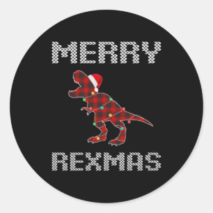 t-rex merry rexmas gift for him her classic round sticker
