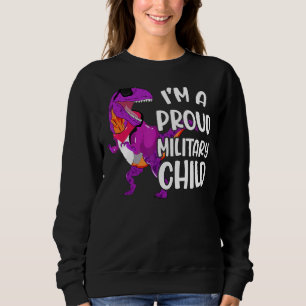 T Rex Military Child Month Purple Up Military Kids Sweatshirt