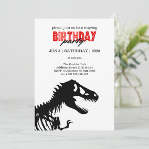 T-Rex Minimalistic Birthday Party Invitation 