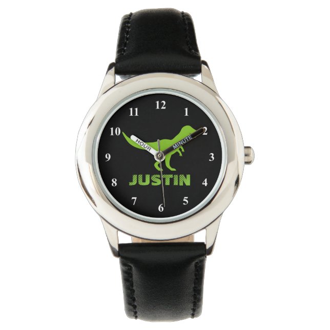 T rex montre dinosaure personnalisée avec nom d'en (devant)