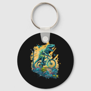 T-rex Mountain Bike Cycling Trail Biking Tyrannosa Keychain