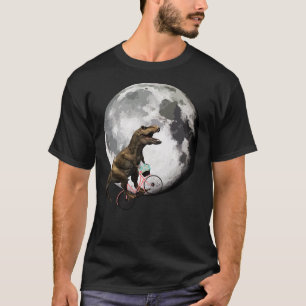 T-Rex on a Bicycle with Roses Circling the Moon T-Shirt