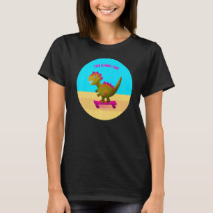 T Rex On Skateboard At The Beach This Is How I Rol T-Shirt