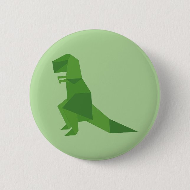 T-Rex Origami 2 Inch Round Button (Front)