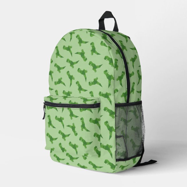 T-Rex Origami Printed Backpack (Back Corner Right)