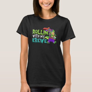 T Rex Parade Mardi Gras Carnival Beads Rollin with T-Shirt