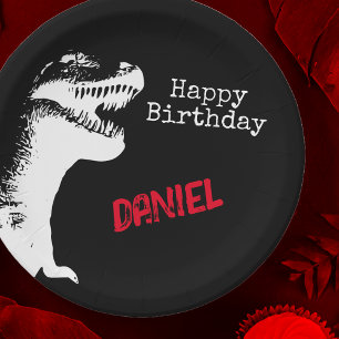 T-rex Personalized Birthday Paper Plate