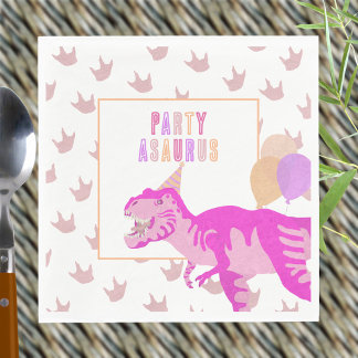 T-Rex Pink Dinomite Cute Dinosaur Birthday Party Napkin
