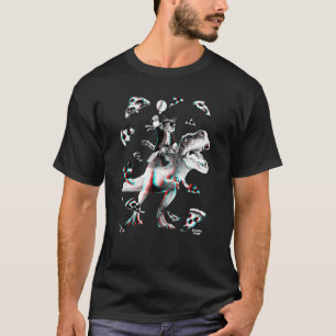 T Rex Pizza Party Cat Riding Dinosaur  Dino For Ki T-Shirt