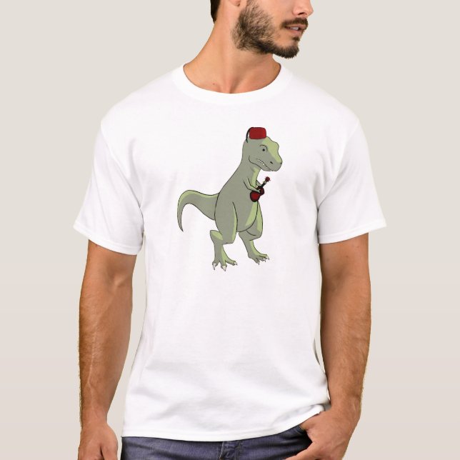 T-Rex Playing a ukulele tee shirt (Front)
