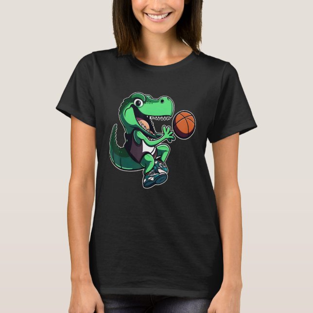 T Rex playing Basketball Coach Dino Trex Rex Sport T-Shirt (Front)