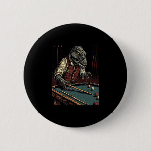 T Rex Playing Billiards Dinosaur Billiard Player D 2 Inch Round Button