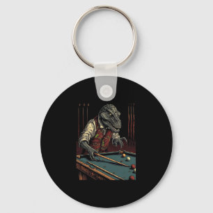 T Rex Playing Billiards Dinosaur Billiard Player D Keychain