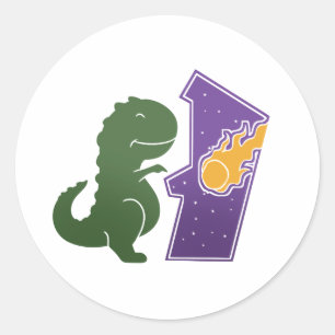 T rex playing - Choose background colour Classic Round Sticker