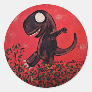 T-Rex Plays In The Leaves Classic Round Sticker