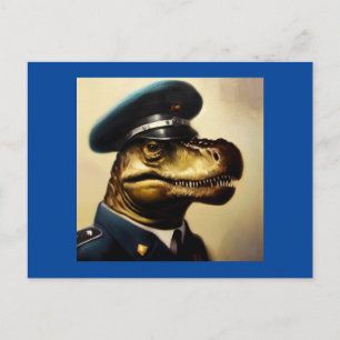 T Rex Policeman Postcard