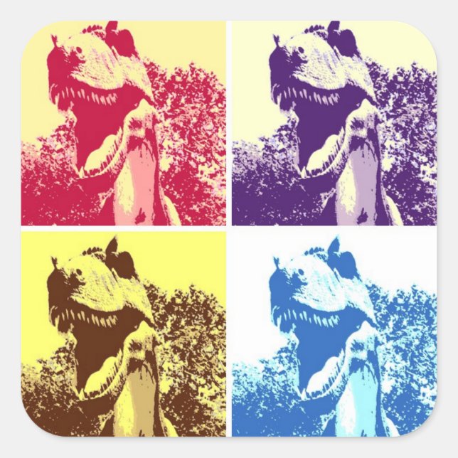 T-Rex Pop Art Square Sticker (Front)
