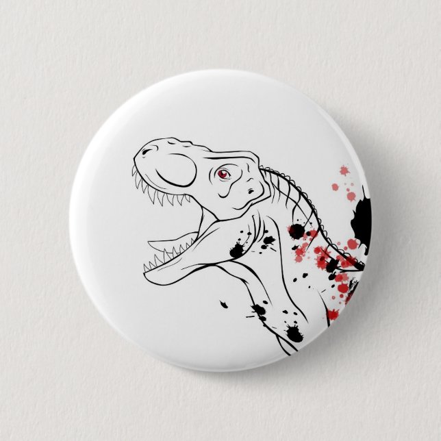 T-Rex (Red and Black) 2 Inch Round Button (Front)