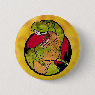 T-Rex red background 2 Inch Round Button