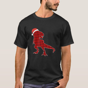 T Rex Red Plaid Buffalo Dinosaur Christmas Pajamas T-Shirt