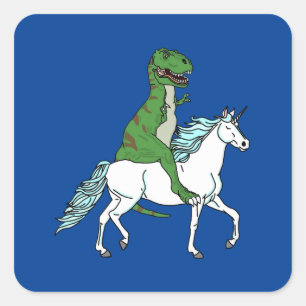 T-Rex Riding Unicorn Square Sticker