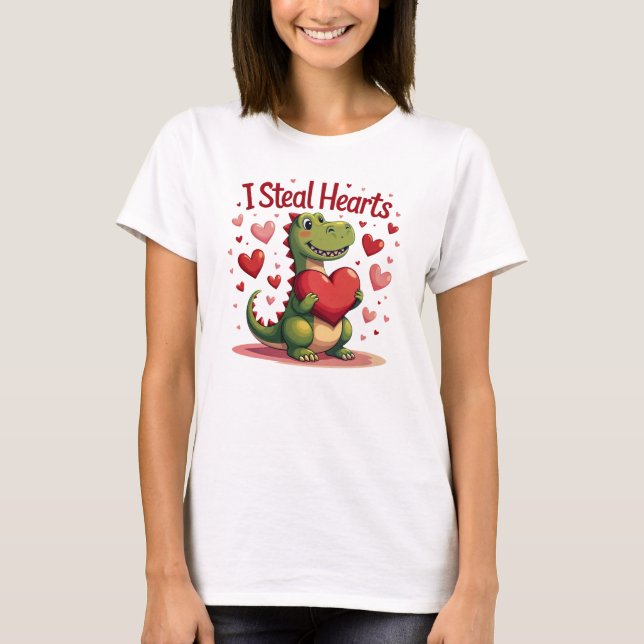 T-Rex Saint Valentin T-Shirt I Steal Hearts (Devant)