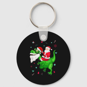 T-rex Santa Ride Funny Ugly Christmas Toddler_kids Keychain