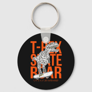 T-rex Skate Roar Funny Sketch Drawing Dinosaur Ska Keychain