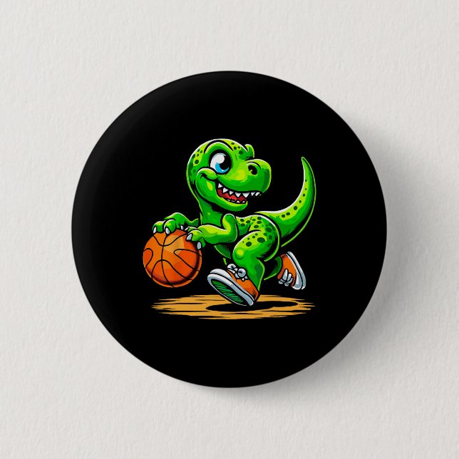T-rex Sketll Player Dinosaur  2 Inch Round Button (Front)