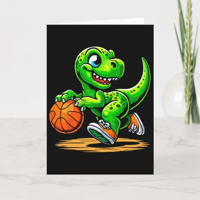 T-rex Sketll Player Dinosaur  Card (Front)