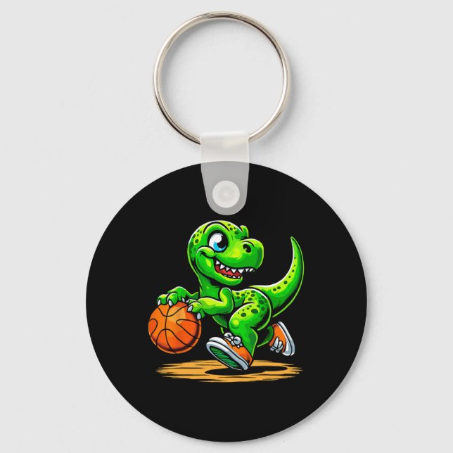 T-rex Sketll Player Dinosaur  Keychain (Front)