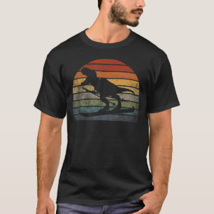 T rex ski character Dinosaur in Scarf Skiing Retro T-Shirt