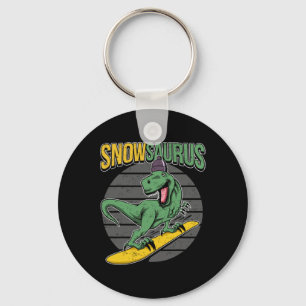 T-rex Snowboarding Dinosaur Snowboard Keychain