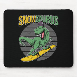 T-rex Snowboarding Dinosaur Snowboard Mouse Pad