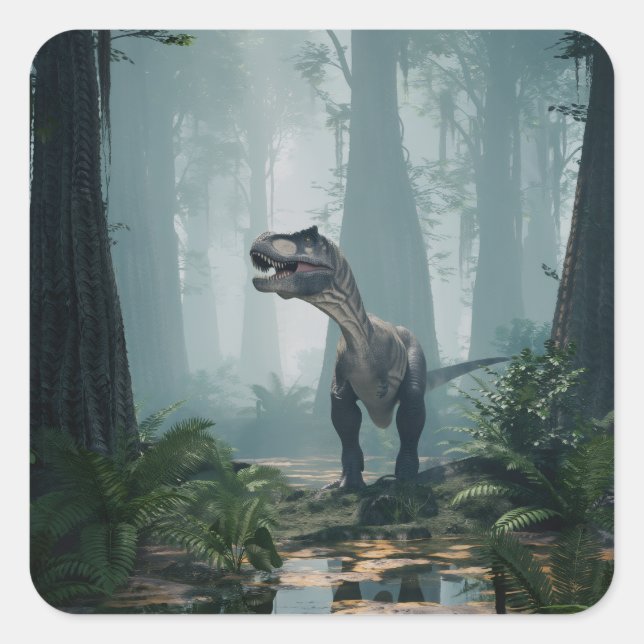 T-Rex Square Sticker (Front)