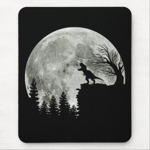  T Rex Standing On Mountain Moonlight Halloween Mouse Pad
