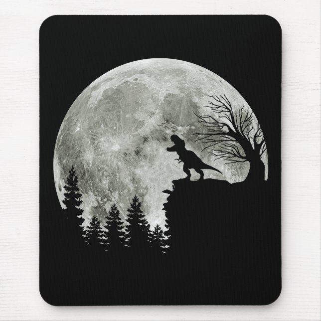  T Rex Standing On Mountain Moonlight Halloween Mouse Pad (Front)